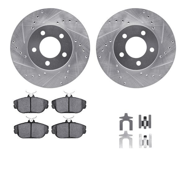 7512-54014, Rotors-Drilled and Slotted-Silver w/ 5000 Advanced Brake Pads incl. Hardware, Zinc Coat, Dynamic Friction Co, Mfr#: 7512-54014